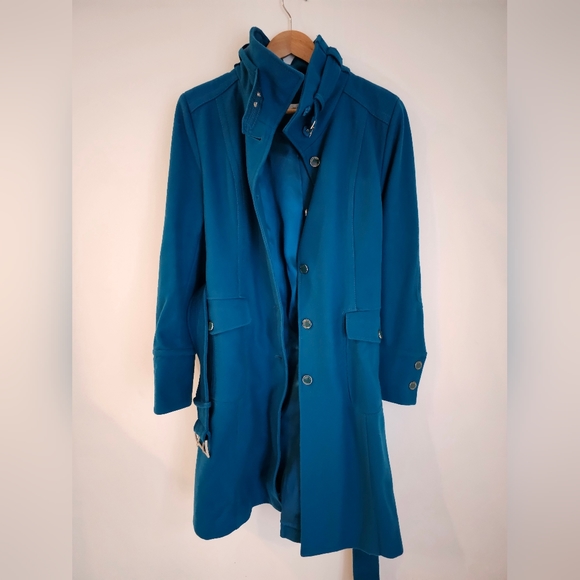 Kenneth Cole New York • Long Peacoat •  Teal •WSize 12 • 60% Wool Blend - Picture 7 of 12